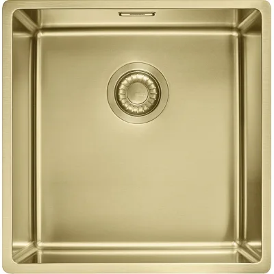 Franke: Lavello una vasca Mythos Masterpiece BXM 210/110-40 127.0662.648 finitura gold da 44x45 cm - Scarico automatico