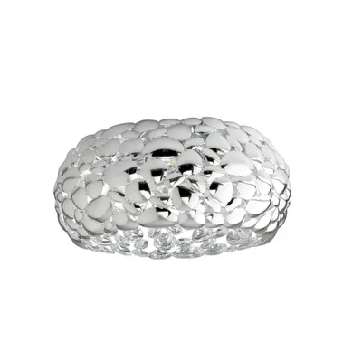 Plafoniera moderna in metallo cromato, 3 lampadine E27, 48x21cm