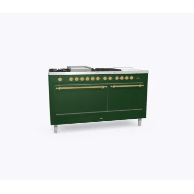 Ilve Cucina P15N da incasso Nostalgie P15FSNE3 doppio forno cieco e piano cottura 7 fuochi con fry top e coupe de feu da 150 cm - IN PROMOZIONE FINO AL 6/07
