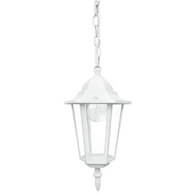 Lampadario a sospensione per esterni bianco in alluminio e vetro, 1 luce E27, 17x84cm