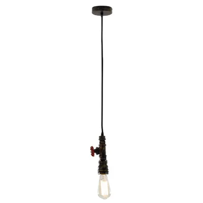 Lampadario a sospensione stile industrial ruggine in metallo invecchiato, 1 luce E27, 12x120cm