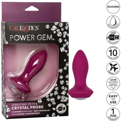 Power gem plug anale vibro 9,5 cm motore in punta viola ricaricabile silicone