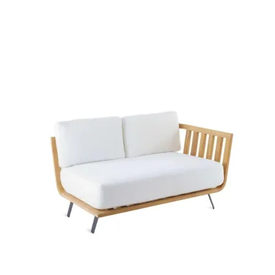 Unopiù Modulo angolo sinistro WELCOME in teak da 138 cm - Con cuscino di seduta e schienale - IN PROMOZIONE FINO AL 6/07