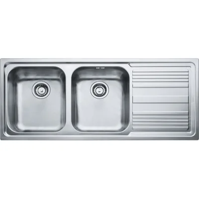 Franke: Lavello due vasche con gocciolatoio destro da incasso LLX 621 101.0150.851 finitura inox da 116 cm