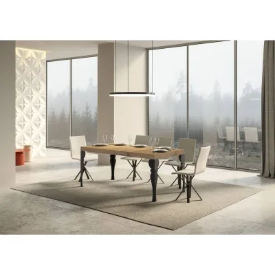 Itamoby Tavolo allungabile Paxon in nobilitato e talaio in ferro antracite da 160(264)x90 cm