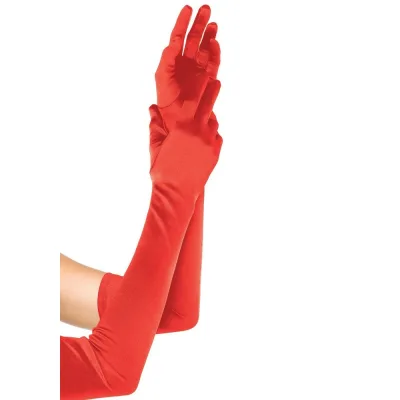 Guanti Sexy Extra Long Satin Rosso