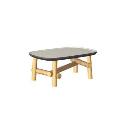 Unopiù Tavolo basso fisso SYMI con base in teak e piano in ceramica da 90x60 cm - IN PROMOZIONE FINO AL 6/07