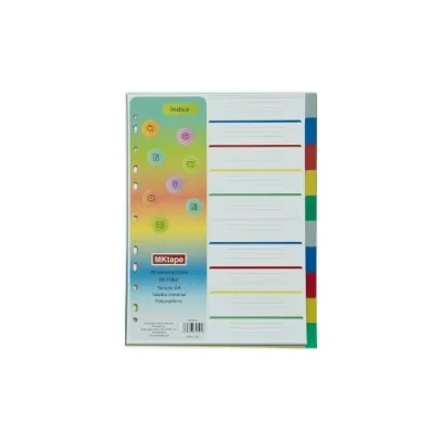 Mktape Conf. 10 Divisori Formato A4 FORI Universali In Propilene Colori Assortiti MKT20750