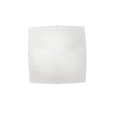 Plafoniera in vetro bianco satinato, decorazioni e ganci in cromo, 4 luci E27, 50x50cm
