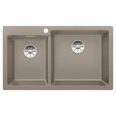 PRONTA CONSEGNA - Blanco Lavello due vasche PLEON 9 1518352 finitura tartufo da 86x50 cm - Sopratop