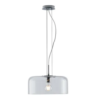 Lampadario a sospensione in vetro soffiato trasparente, lampadina E27, 30x150cm