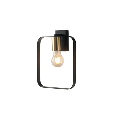Applique contemporanea oro e nera in metallo, lampadina E27, 19.5x27cm