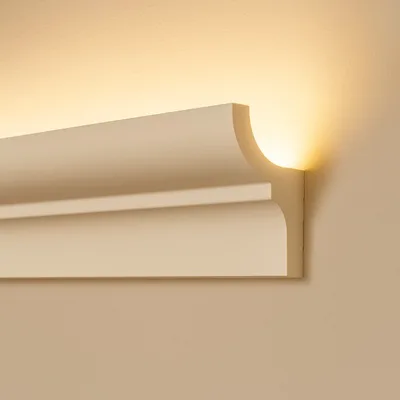 Modanatura 2m per led in duropolimero effetto luce indiretta 2000x50x33mm