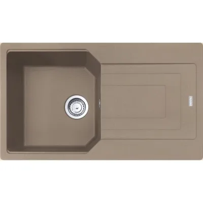 Franke: Lavello una vasca con gocciolatoio Urban Incasso UBG 611-86 114.0686.757 finitura fragranite oyster da 86x50 cm