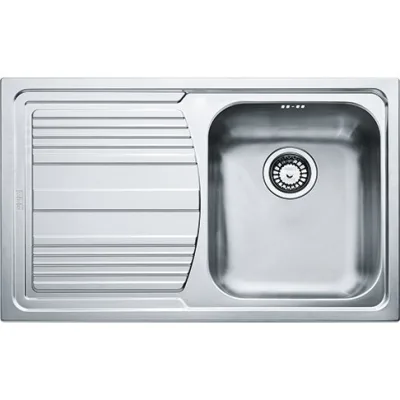 Franke: Lavello una vasca con gocciolatoio a sinistra Logica Line LLX 611 101.0085.773 finitura inox satinatoda 79x50 cm