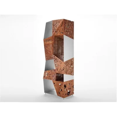 Horm Credenza Riddled Totem art. ES007X in metallo e legno da L.70 cm e H.205 cm - 5 ante