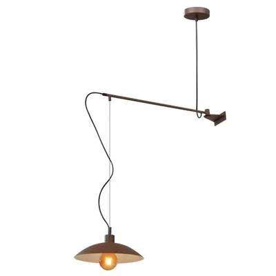 Applique industrial in metallo bronzo, 1 luce E27, 83x128cm