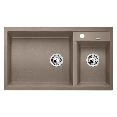 Blanco Lavello due vasche con gocciolatoio METRA 9 1517364 finitura tartufo da 86x50 cm - Sopratop