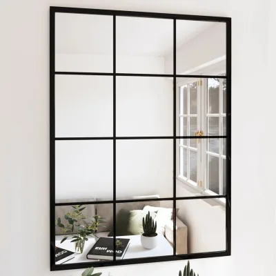Nerio — Specchio da parete 80x40 cm, metallo nero