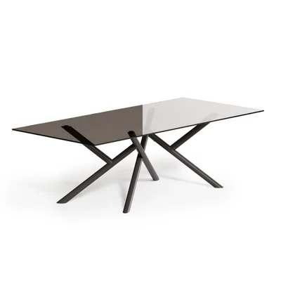 Ozzio Tavolo fisso Random art. T252 con struttura in metallo e piano a scelta da 180x90 cm