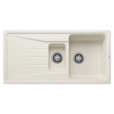 PRONTA CONSEGNA - Blanco | Lavello una vasca con vaschetta e gocciolatoio SONA 6 S 1527154 finitura soft white da 100x50 cm - Sopratop