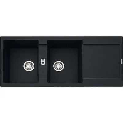 Franke: Lavello due vasche con gocciolatoio Maris MRG 621 114.0630.884 finitura fragranite black matt da 116x50 cm