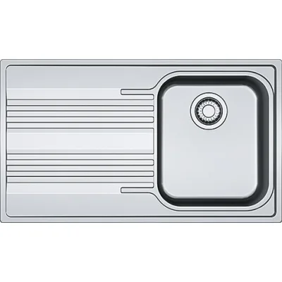 Franke: Lavello una vasca con gocciolatoio a sinistra Smart SRX 611-86 101.0356.801 finitura inox satinato 6 da 86x50 cm
