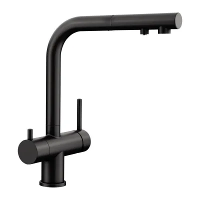 PRONTA CONSEGNA - Blanco | Miscelatore a 3 vie con doppio comando e doccetta estraibile FONTAS-S II 1527737 finitura dark steel