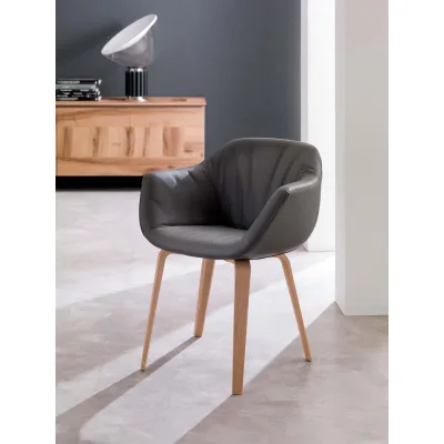 Ozzio Poltroncina girevole Eliot art. S452 con struttura in legno e seduta in tessuto