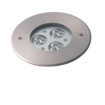 Incassi calpestabili LED in alluminio argento, 9 LED da 1W, RGB full color, 6.6x12.5cm
