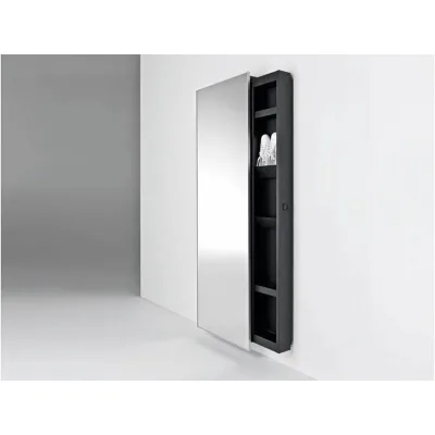 Horm Specchio con contenitore Backstage art. RS096Z/RS192Z con struttura in ferro da 65 cm e h. 96/192 cm