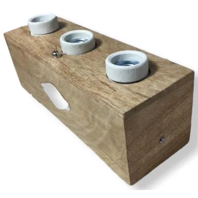 Lampada da tavolo stile vintage in legno 3x E27