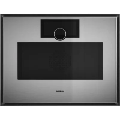 Gaggenau Forno compatto combinato a microonde con cerniere a sinistra da incasso GM451120 finitura inox e vetro fumè da 60 cm