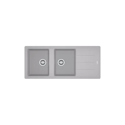 Franke: Lavello due vasche con gocciolatoio Boston BFG 621 114.0276.592 finitura fragranite alluminio da 116x50 cm