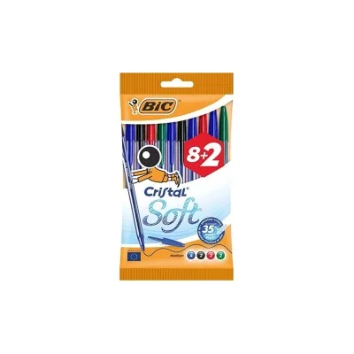 Bic Cristal Soft Conf. 10 penne a sfera Punta media 1,2mm Linea 0,45mm Colori assortiti