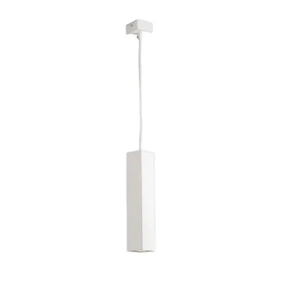 Lampadario a sospensione struttura quadrata in metallo bianco, lampadina GU10, 6x200x30cm