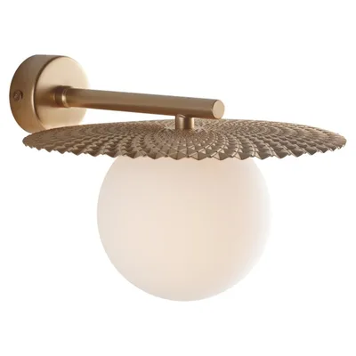 Applique in oro satinato con diffusore in vetro bianco opale, LED G9, 22x16.5cm