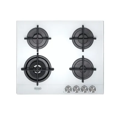 De Longhi Piano cottura a gas NSL 460 B in vetro bianco da 60 cm