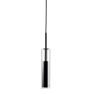 Lampadario a sospensione nero in vetro e metallo, lampadina GU10, 7x170x43.5cm