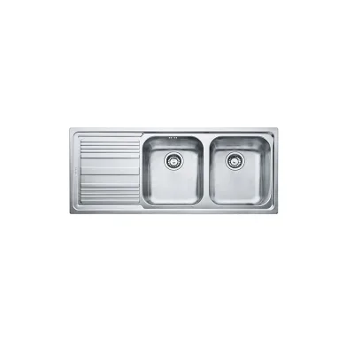 PRONTA CONSEGNA - Franke: Lavello due vasche con gocciolatoio a sinistra Logica Line LLX 621 101.0150.821 finitura inox satinato da 116x50 cm