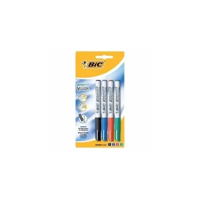 Bic Velleda 1721 Conf. 4 pennarelli per lavagna bianca Punta fine Linea 1,6mm Cancellazione ottimale Colori assortiti 875711