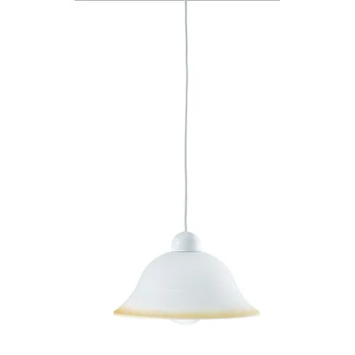 Lampadario a sospensione in vetro con bordo decorato ambra, 1 luce E27, 31x120cm