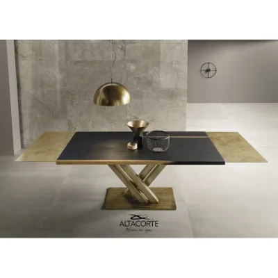 Altacorte Tavolo allungabile Athena con struttura in ferro e piano a scelta da 180(280)x100 cm - 2 allunghe, bordo irregolare