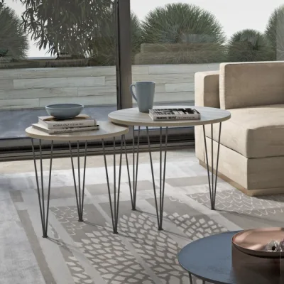 Maconi Tavolino Piramide 1066 con piano in legno da 60 cm e h. 47 cm serie Coffee Table collection
