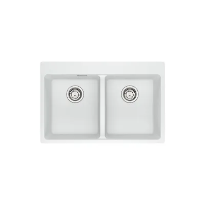 PRONTA CONSEGNA - Franke: Lavello due vasche Vasche Sopratop Centro MRG 620-34-34 FTL 114.0661.694 finitura fragranite bianco da 76x50 cm