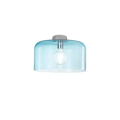 Plafoniera elegante in vetro blu turchese, lampadina E27, 23x35cm