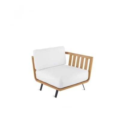 Unopiù Modulo angolo sinistro WELCOME in teak da 91 cm - Con cuscino di seduta e schienale