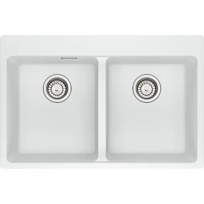 Franke: Lavello due vasche Vasche Sopratop Centro MRG 620-34-34 FTL 114.0661.694 finitura fragranite bianco da 76x50 cm