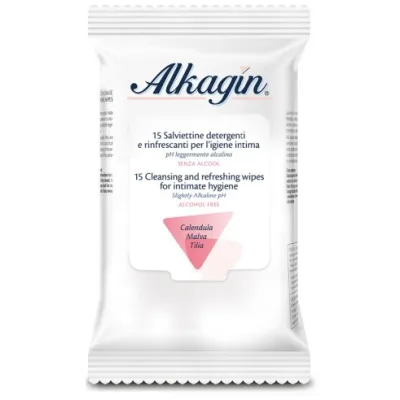 ALKAGIN SALVIETTINE INTIME DETERGENTI RINFRESCANTI 15PZ