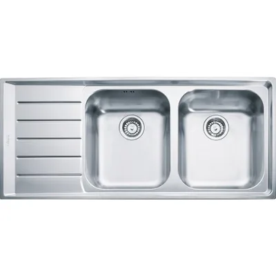 Franke: Lavello due vasche con gocciolatoio a sinistra Neptune NEX 221 127.0059.719 finitura inox satinato da 116,4x51,4 cm